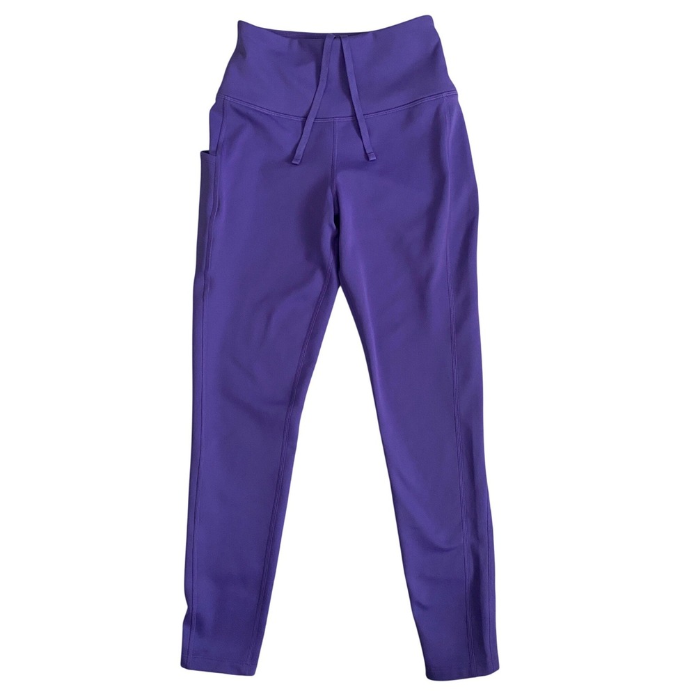 Stoic Womens Fleece Lined High Waisted Leggings Purple XS Drawstring Side Pocket